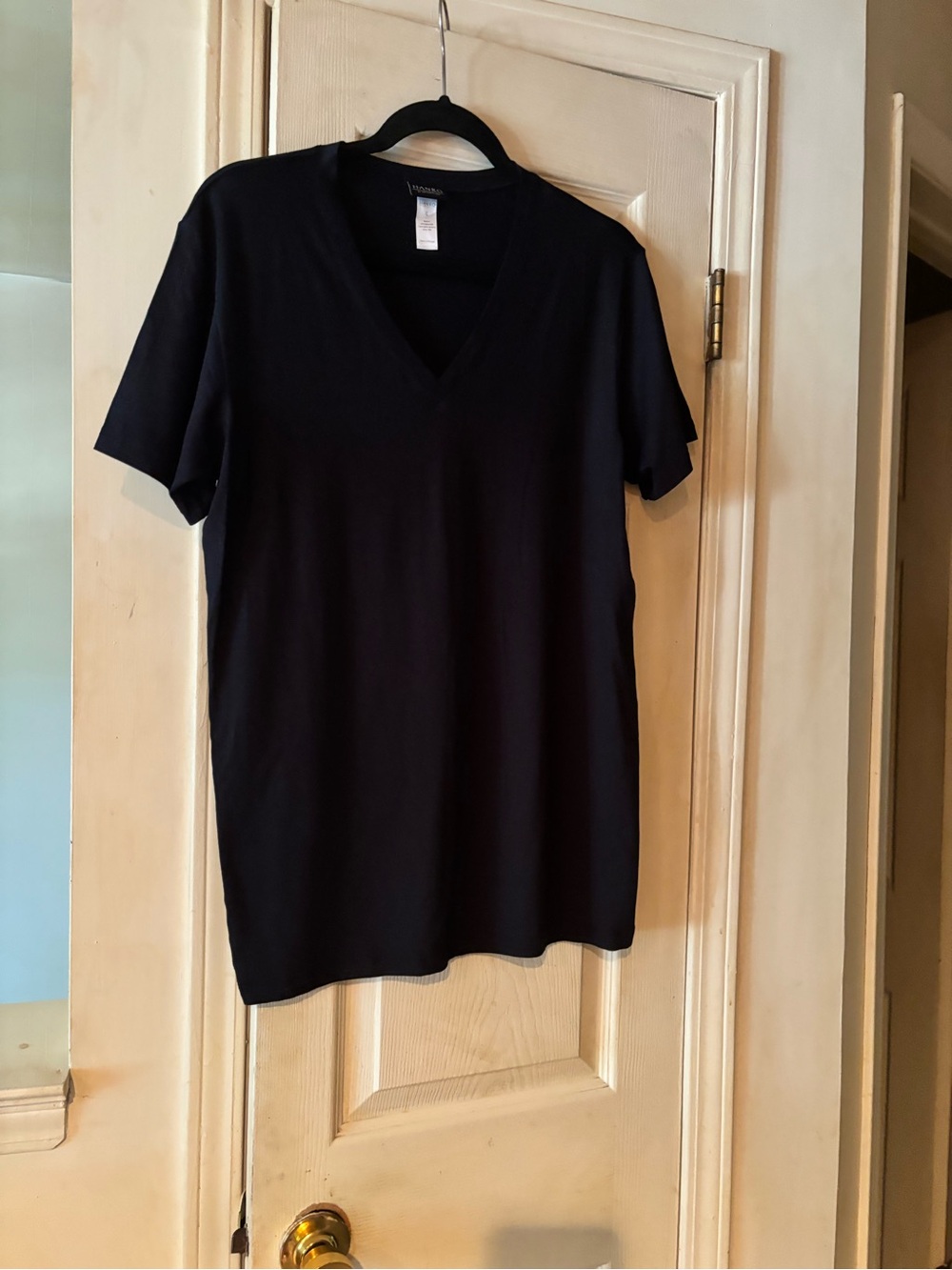 Hanro Black V-Neck Short Sleeve Men's Tee